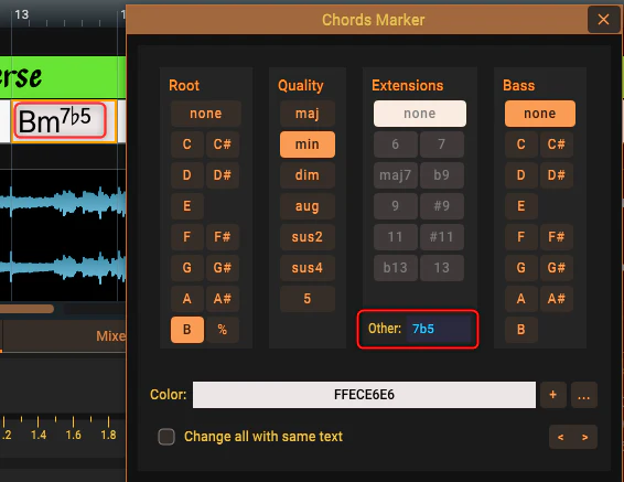 Chord user transpose extention