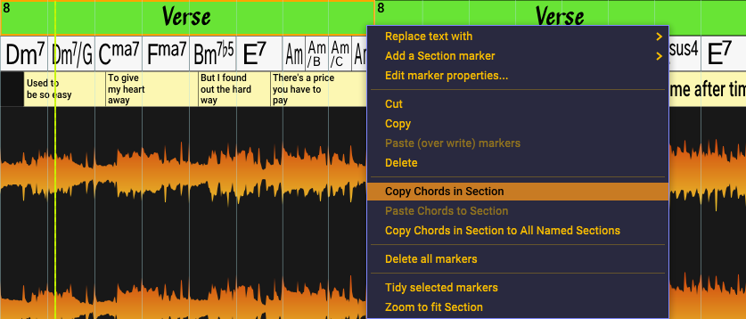 Copy Chords in Section