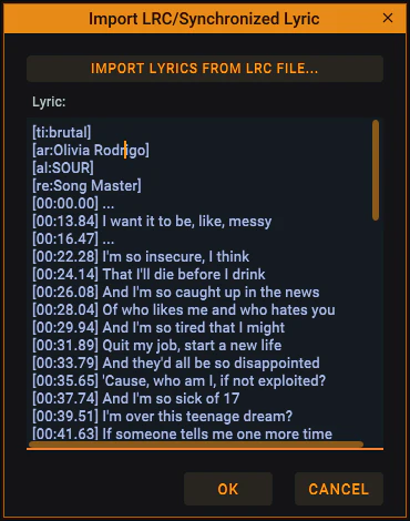 Import lyrics from existing file