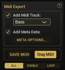 The Midi Parameters sub-panel is used to control the midi layer