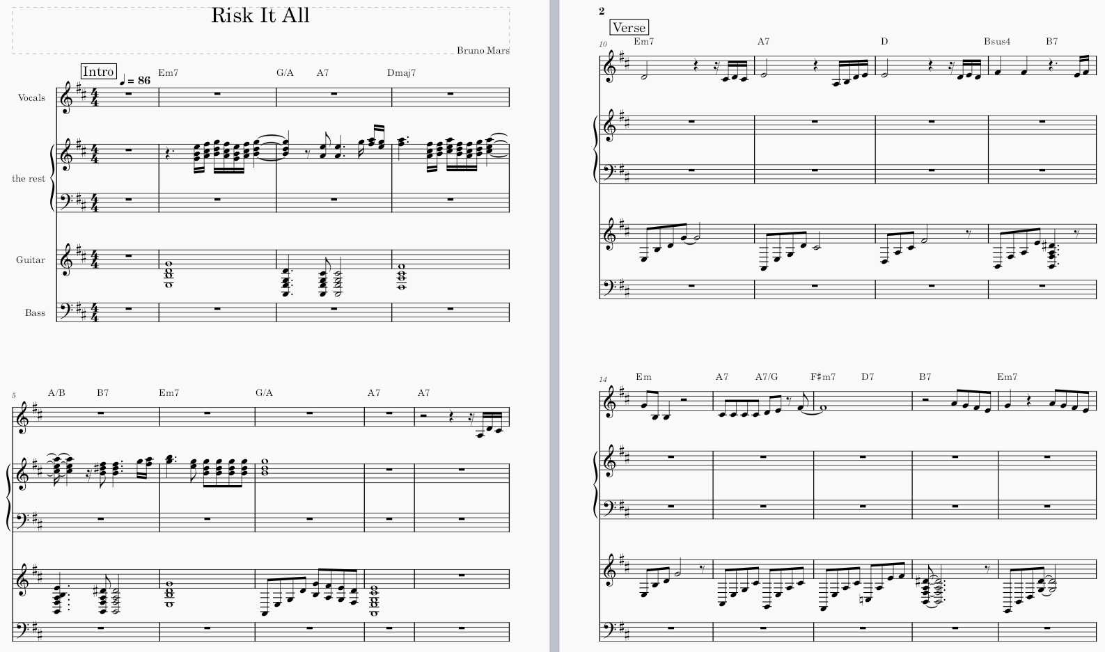 MusicXML score export example