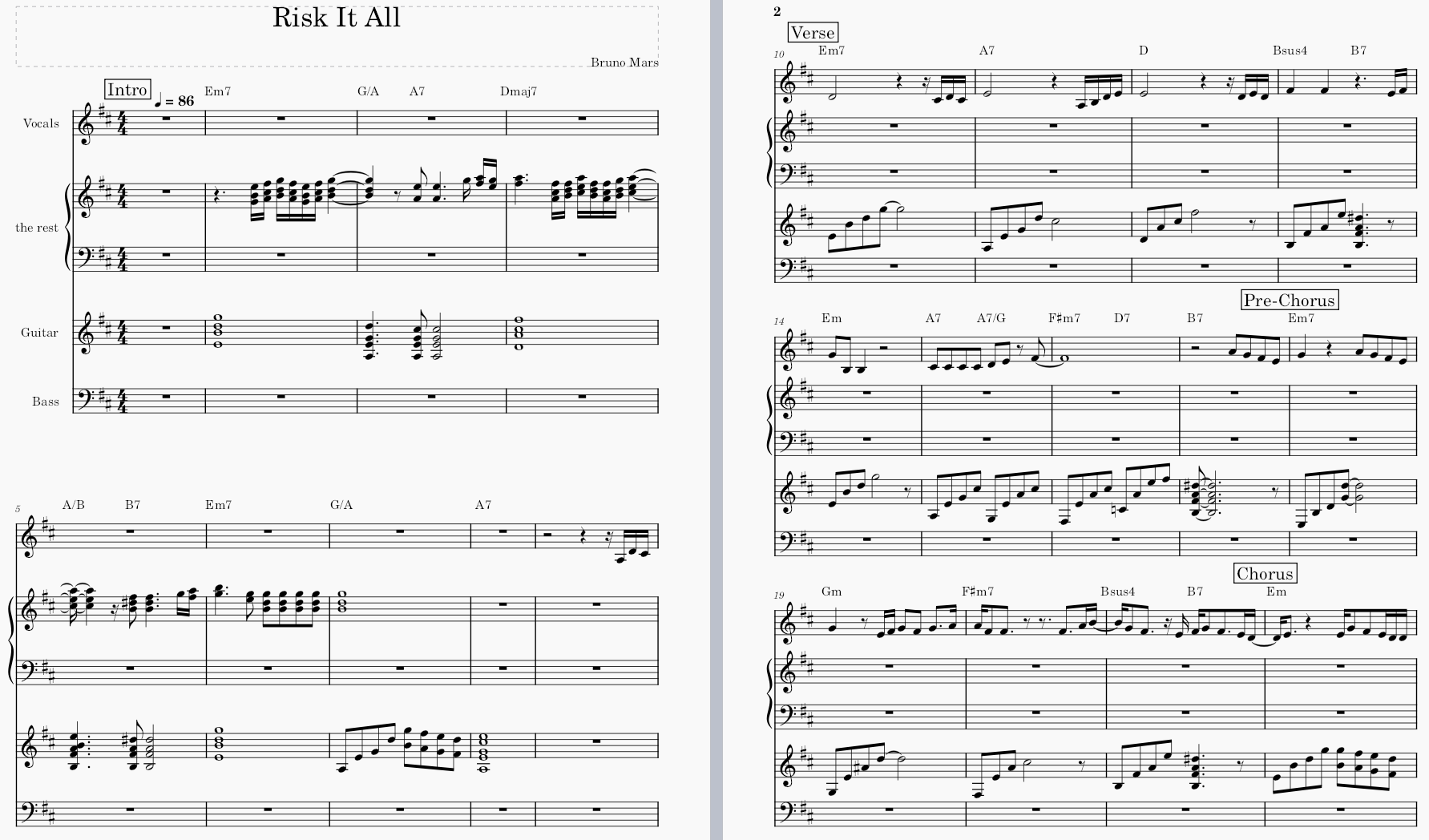 MusicXML score export example