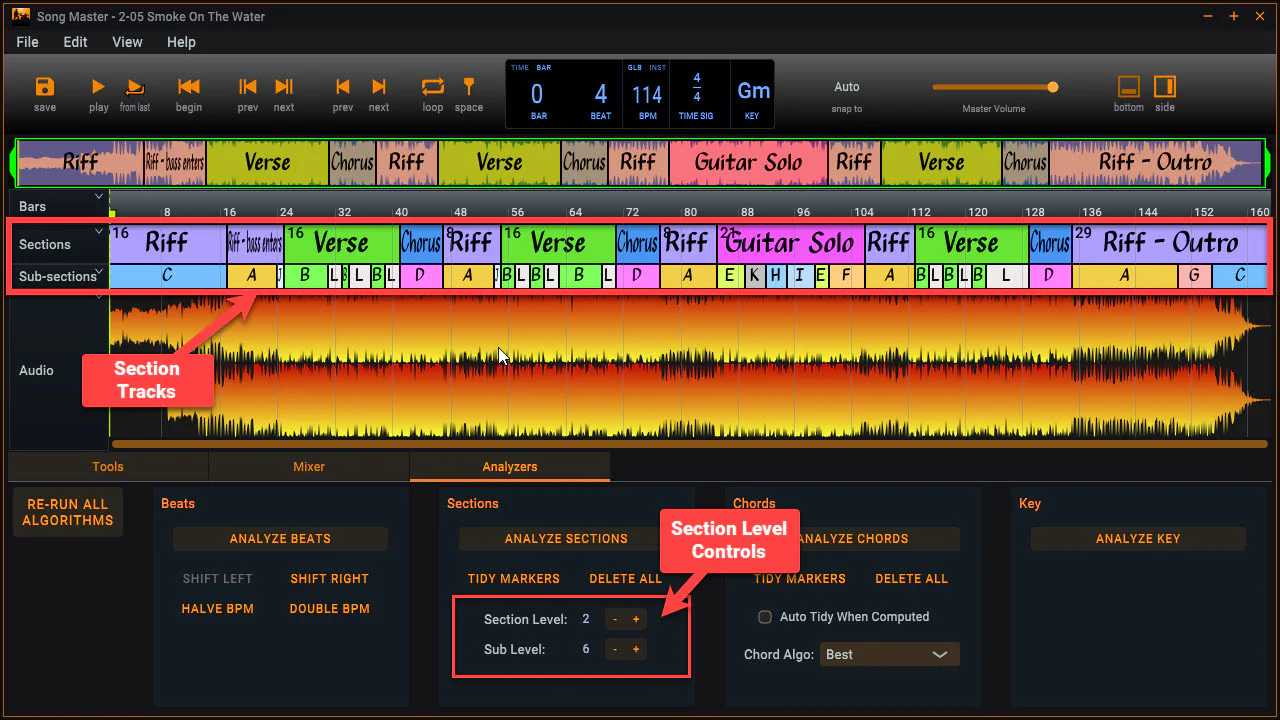 Song Master Sections