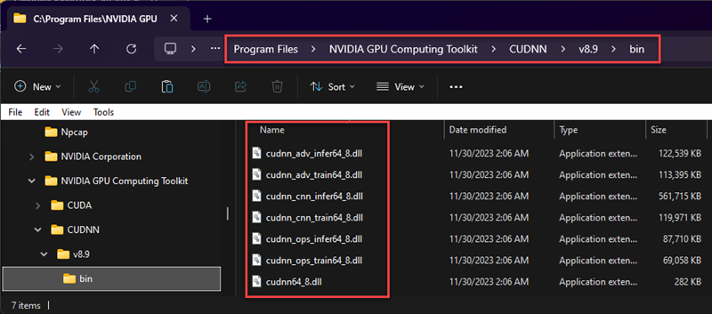 cuDNN files