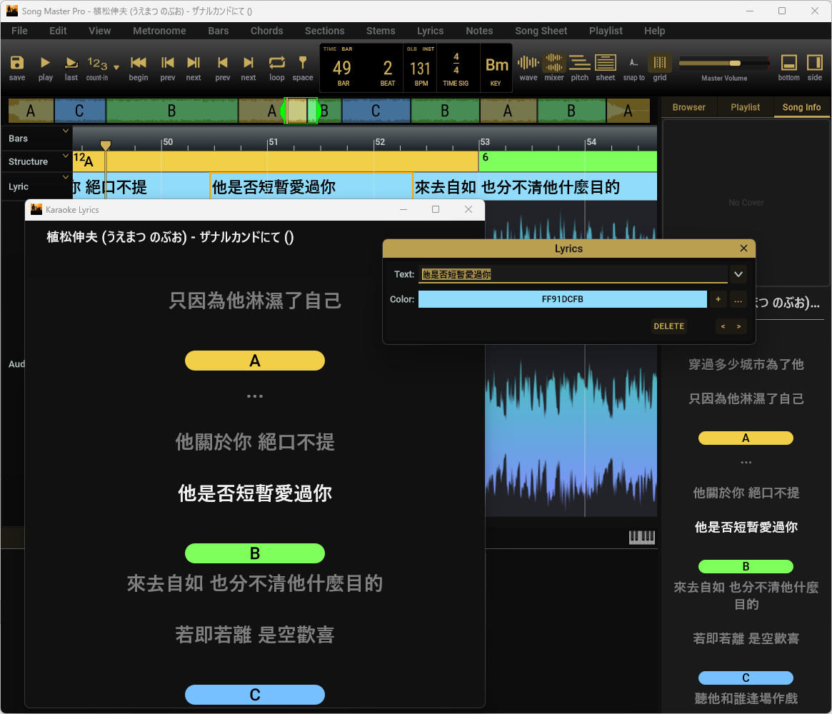 CJK lyrics handling in Song Master